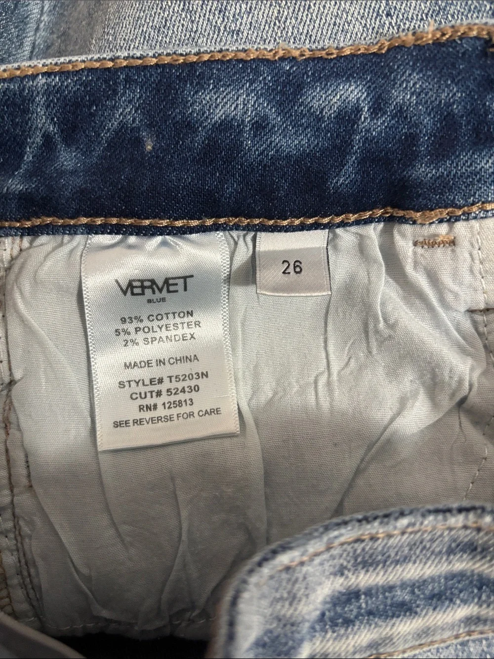 VERVET Blue High Rise Button Fly Distressed Flare Jeans Raw Hem Size 26